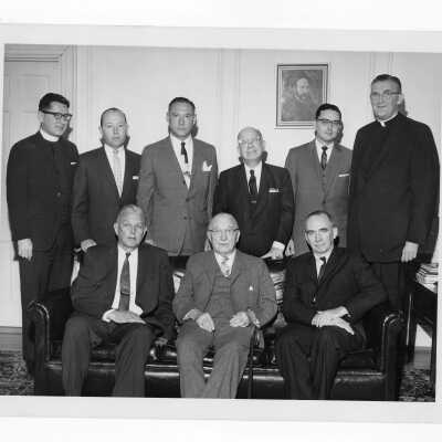 William F. Maloney, S.J., with 1963 Shaffrey award recipient, Dr. Truman G. Schnabel, Sr., and others