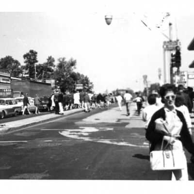 Student booster club pep rally/car parade down City Avenue.