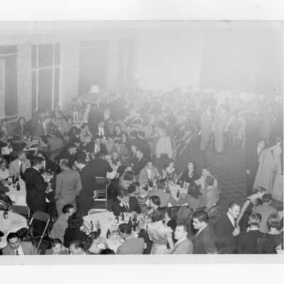 View of alumni association dance in Flanigan auditorium, c. 1957.