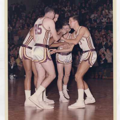 Men's Basketball team in game at Palestra
