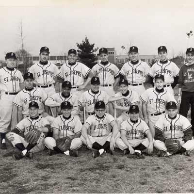 Group photo of men's baseball team, c. 1980.
