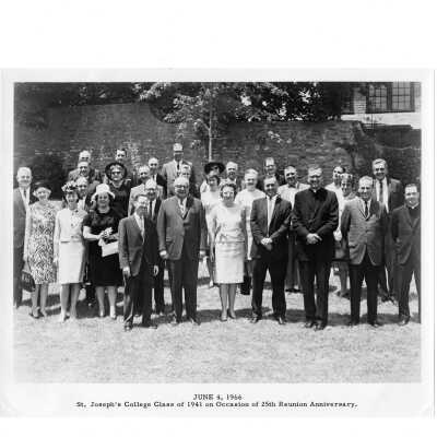 Alumni reunion of class of 1941, held June 4, 1966. Included in group photo is William F. Maloney, S.J.