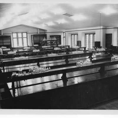 Interior view of chemistry laboratory in Barbelin Lonergan building.