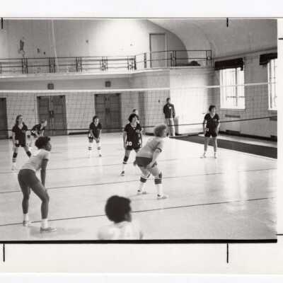 Women's volleyball team in a match.