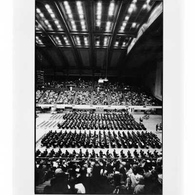 View of 1971 graduation/commencement in Convention Hall, Philadelphia Civic Center.