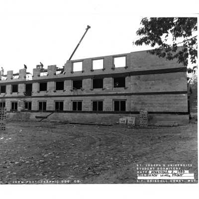 View of McShain Hall construction.