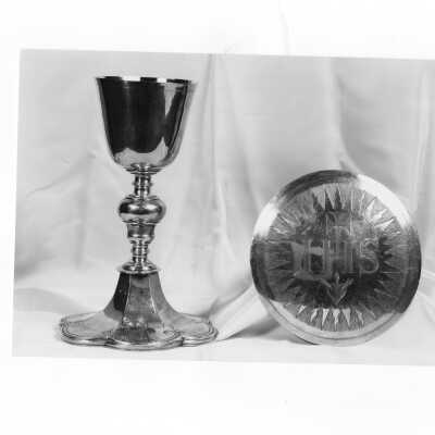 Photograph of replica of Greaton Chalice; original made in 1697.