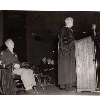 Dedication of Field House (Sports Complex) with John J. Long, S.J. and General Frank Howley