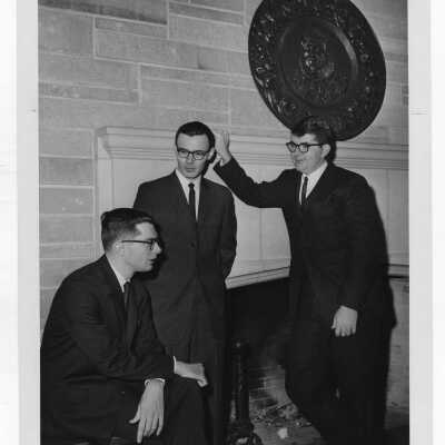 Photograph of three recipients of Wilson Fellowship, March 1964.
