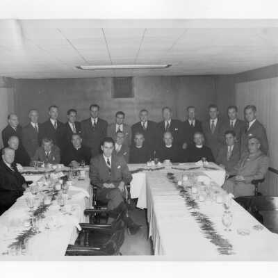 New York alumni reunion, November 17, 1948, including John J. Long, S.J., Joseph S. Hogan, S.J., and others.