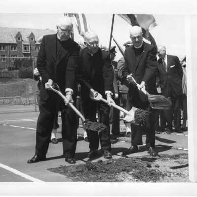 Villiger (later Post) Academy of Food Marketing groundbreaking with J. Joseph Bluett and others