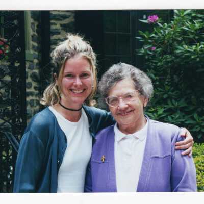 Sister Francis Joseph, R.A.: Administrator in Evening programs; Faith-Justice Institute outreach programs. In photo with Connie McSherry of Faith-Justice Institute.