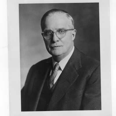 Photograph of Hugh Stott Taylor, c. 1951, when serving as Dean of the Graduate School at Princeton University. Taylor received honorary degree academic convocation, October 28, 1951, as part of centennial celebration.