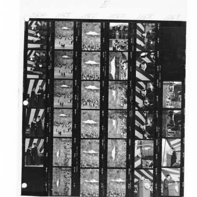 Views of 1968 graduation/commencement ceremony, the first time that ceremonies were held outside in twenty years.