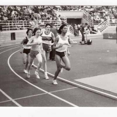 Women's indoor track meet with Elaine McGillian.