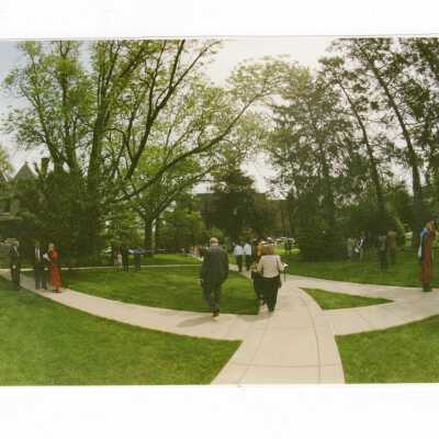Guests leaving Chapel after Baccalaureate service during 1999 graduation/commencement.