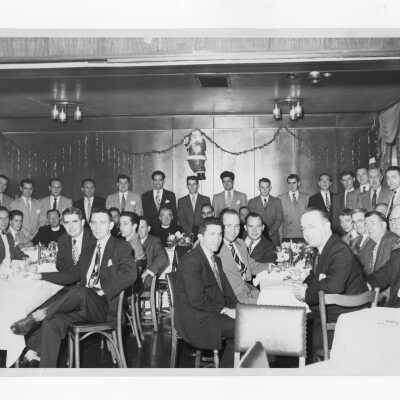 First annual dinner of South Jersey alumni club at Kenney's Restaurant in Camden, December 8, 1952, including Matthew Sullivan, S.J., and Joseph S. Hogan, S.J.