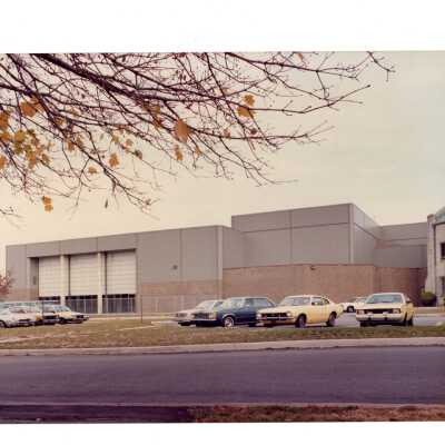 Exterior view of Sports Complex (addition to Field House) from parking lot.