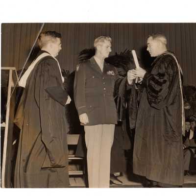 Dedication of Field House (Sports Complex) with John J. Long, S.J. and General Frank Howley