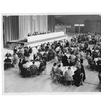 Alumni communion breakfast in Field House, November 18, 1951, an event honoring Joseph S. Hogan, S.J.