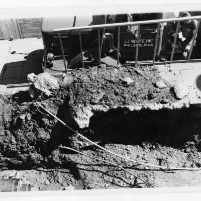 View of installation of steam distribution system by J. J. White, Inc.