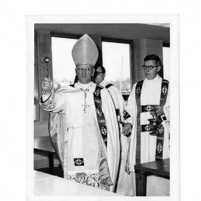 Dedication of Villiger (later Post) Academy of Food Marketing with Archbishop John J. Krol, Jerome B. Coll, S.J. and Joseph F. X. Erhart, S.J.