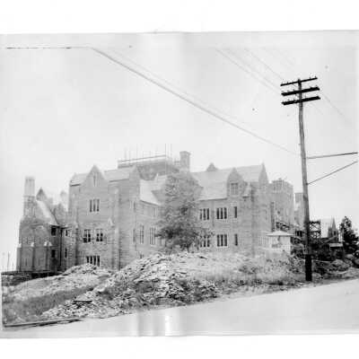 Exterior view of Barbelin building from City Avenue during near end of construction.