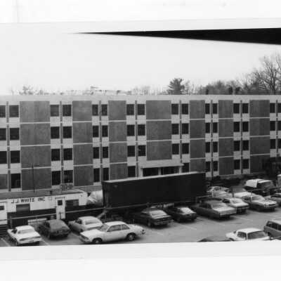 Exterior view of Sourin Residence Center near end of construction.