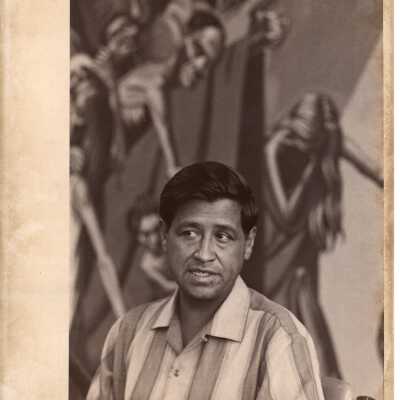 Pax Romana's 20th World Plenary Assembly meets at Saint Joseph's College, August 1968. Cesar Chavez at meeting in the Academy of Food Marketing Library.