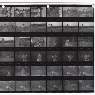 Photos of players on 1969 men's baseball team during a game.
