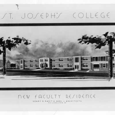 Architect's sketch by Henry D. Dagit and Sons Architects for proposed Jesuit Faculty Residence.