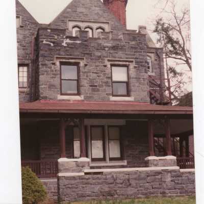 View of side porch of Wolfington Center (formerly Gest Estate, Neumann Hall).