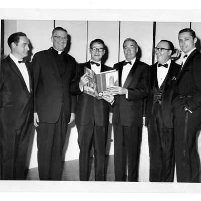 Dedication dinner for Villiger (later Post) Academy of Food Marketing with William F. Maloney, S.J., Governor William Scranton, and Secretary of Agricuture Freeman