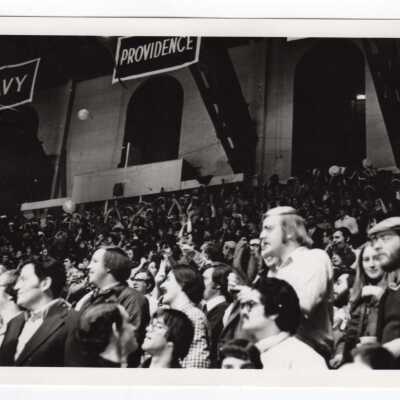 Spectators at basketball game at Palestra?