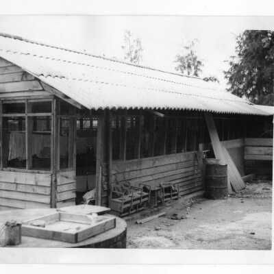 Building with corrugated metal roof at Vietnam Orphanage.