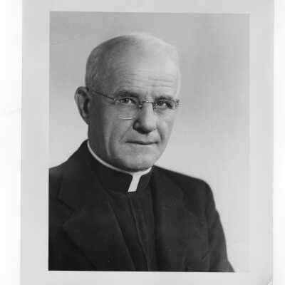 Photograph of William Charles Gianera, S.J., c. 1951. Gianera received honorary degree academic convocation, October 28, 1951, as part of centennial celebration.
