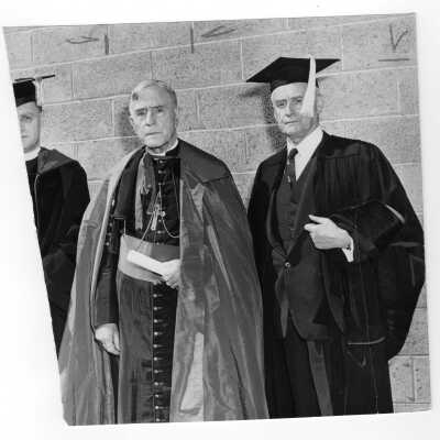 Edward G. Jacklin, S.J., Bishop Daniel F. Gercke and Ambassador John J. Hearne at 1953 graduation/commencement.