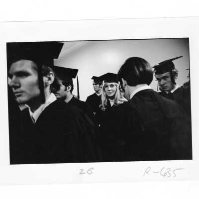 Graduates moving into to procession during 1971 graduation/commencement.