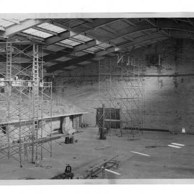Interior view of Field House (Sports Complex) under construction.