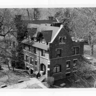 Aerial view of Wolfington Center (formerly Gest Estate, Neumann Hall).