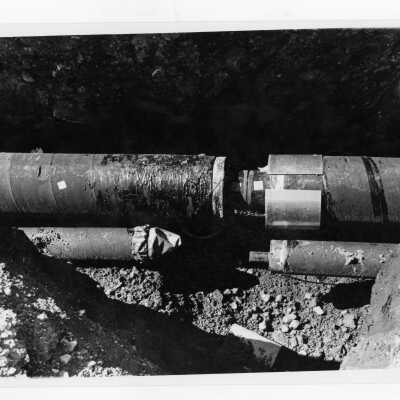 View of installation of steam distribution system.