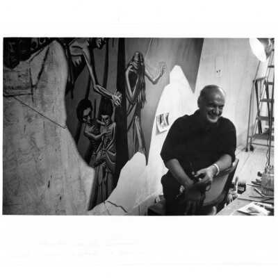 Aengus Buckley, O.P., working on Theology of Hunger fresco in Villiger (later Post) Academy of Food Marketing.