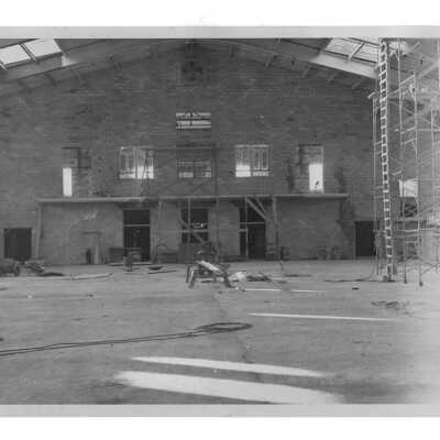 Interior view of Field House (Sports Complex) under construction.