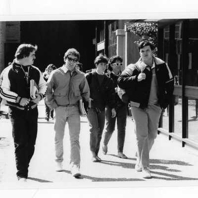 Group of students walking near Campion.