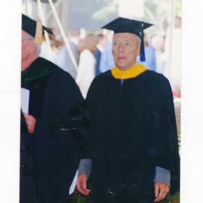 Dignitary (possibly honorary degree recipient) in procession during 1999 graduation/commencement.