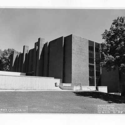 Exterior view of science center near end of construction