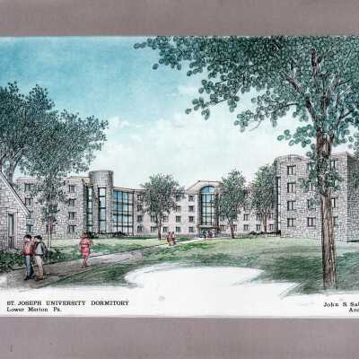 Proposed sketch of McShain Hall by architect, John S. Sabatino.