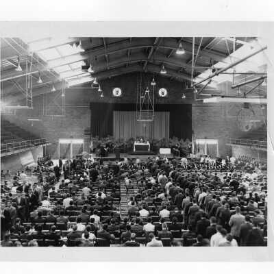 Students and faculty at mass preceding Convocation on September 13, 1962.