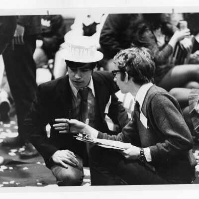 Mock Democratic convention in the Field House sponsored by the students of Delta Sigma Pi in March 1972.
