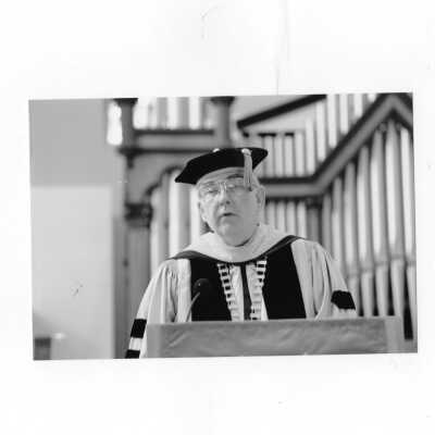 Views of Nicholas S. Rashford, S.J. and the choir during convocation in Chapel, October 6, 1994.